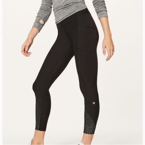 Lululemon Tight Stuff Tights Black 6 Reflective Scallop Hem